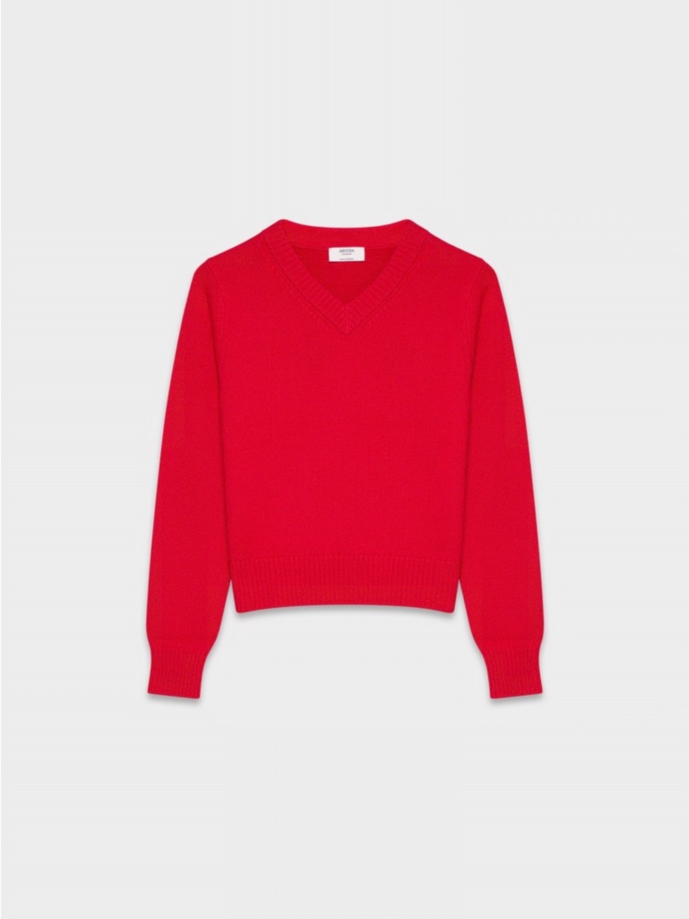 Aritzia Essential Cashmere Shrunken V-Neck Sweater Flashing Red